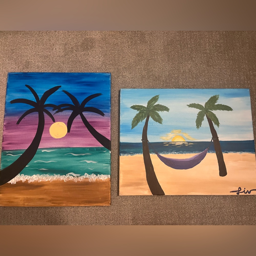 Tropical Beach Canvas Art Set by Local Artist